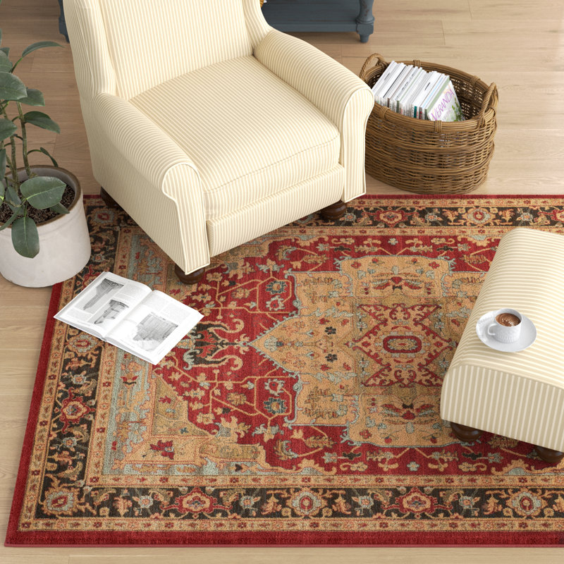 Pennypacker Oriental Natural/Navy Area Rug, Rectangle 8' x 11'