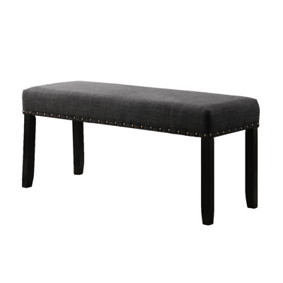 Fashionable Grey Dining Bench With Nailhead Trim - Linen & Cotton Fabric Seat, Solid Hardwood Base, Fabulous, 44"W X 16.5"D 19"H And Design Concept, Construction, Charming,