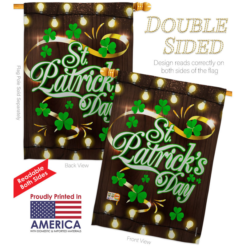 Drapeau de maison en polyester 40 x 28 po Lightful St. Patrick's Day