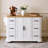 56" Kitchen Island With Rubber Wood Veneer Drop Leaf, Power Outlet, 4 Door Shelves, Embossed Vertical Stripe Rolling Kitchen Cart On 4 Wheels With 6 Deep Drawers For Kitchen, Dining Room-782782357