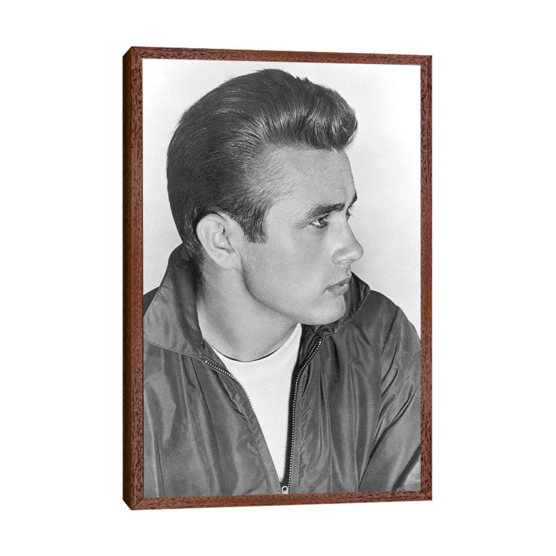 James Dean (1931-1955) - Print on Canvas, 66.04 cm H x 45.72 cm W, Classic Brown Wood Framed