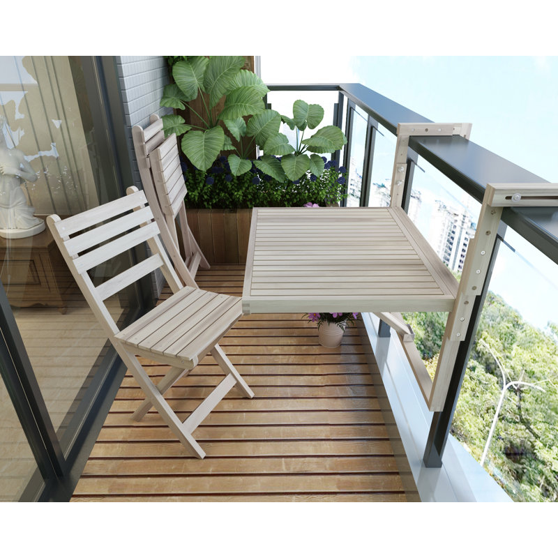 Table de balcon pliante Toronto, Blanc biologique