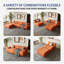 Canapé d'angle moderne 4 places en velours côtelé, 113,8 po de largeur, grand canapé modulable pour salon, aucun assemblage requis (orange)-791808338