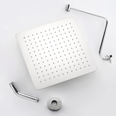 12 Inch Rain Shower - Adjustable Arm In Stainless Steel, Full Body Spray, Wall Mounted Fixture 12" Steel Head With Corrosion , 144 Nozzles, Bathroom