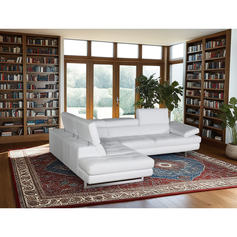 Antalya 2 - Piece Upholstered Snow White Sectional, Snow White