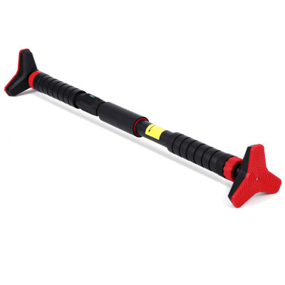 Pull Up Bar for Doorway with Level Gauge, No Screw Chin Up Bar, Adjustable 27.2-42.1in, Safety Gear Lock for Home Gym, Black & Red
