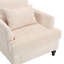 Fauteuil en chenille Denzal avec accoudoirs carrés, coussin décoratif et pieds en bois-730543198