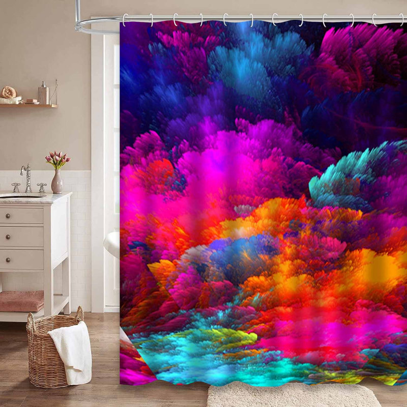 Rideau de douche à 12 crochets Abstract Flower, L 72 po x l 72 po