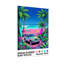 Paysage et nature Scène de plage tropicale avec planche de surf et jeep-376314384