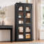70 po - Armoire de rangement pour garde-manger 70 po - Rangement moderne avec 4 portes arquées en verre et tablettes réglables, organisateurs de placard polyvalents pour la cuisine, la salle à manger, le salon, noir-322208115