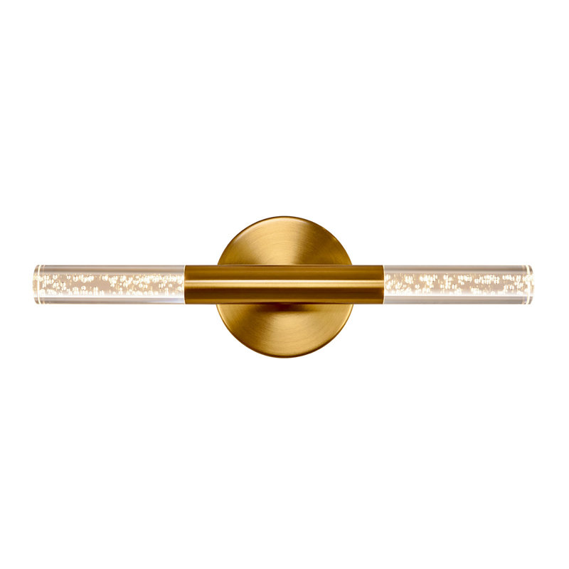 Éclairage pour salle de bain 2 lumières DEL à intensité variable, Laiton brossé, Largeur de 16 pouces, 1