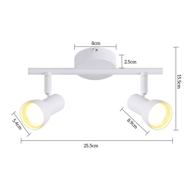 Ceiling spotlight 2-flame ceiling lamp hallway - ceiling light modern design interior spotlight GU10 ceiling spots metal 350° swivel spots for bedroom living room kitchen (without bulb)