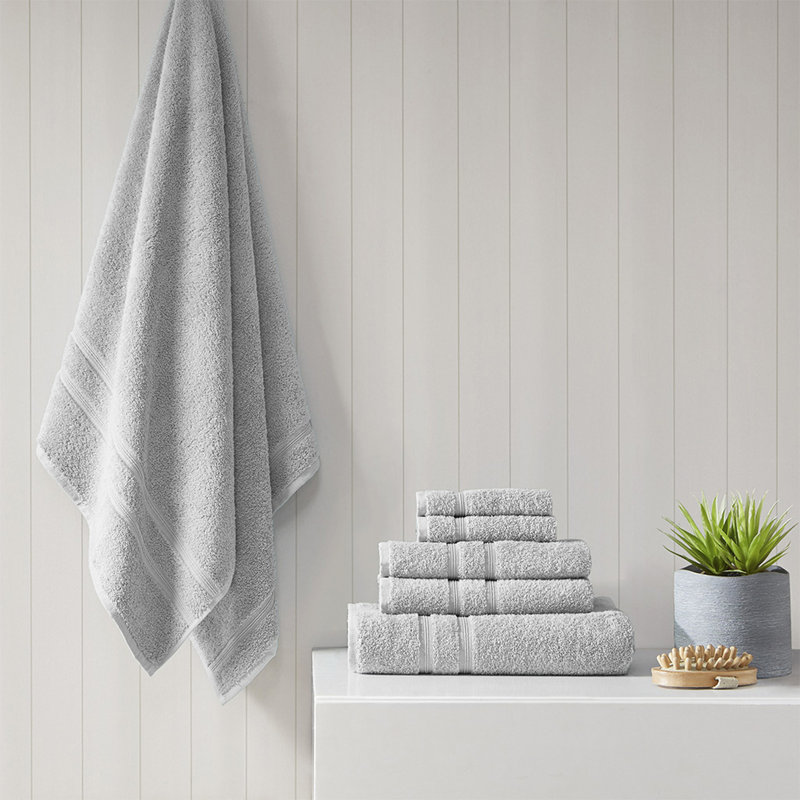 100% Turkish Cotton 6 Piece Towel Set, Gray