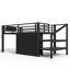 Lit simple mezzanine bas avec espaces de rangement multiples-1112783446