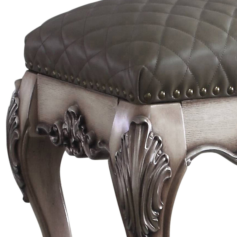 Tabouret gris et rétro blanc cassé avec coussin de siège confortable