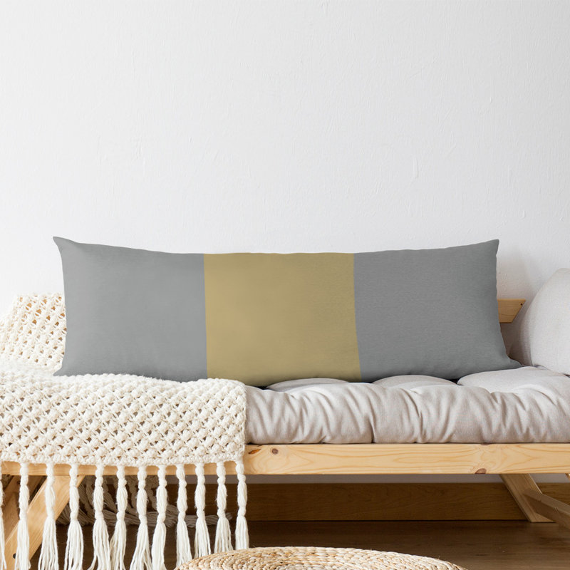 Abel Polyester Medium Pillow, Gray/Gold/Gray
