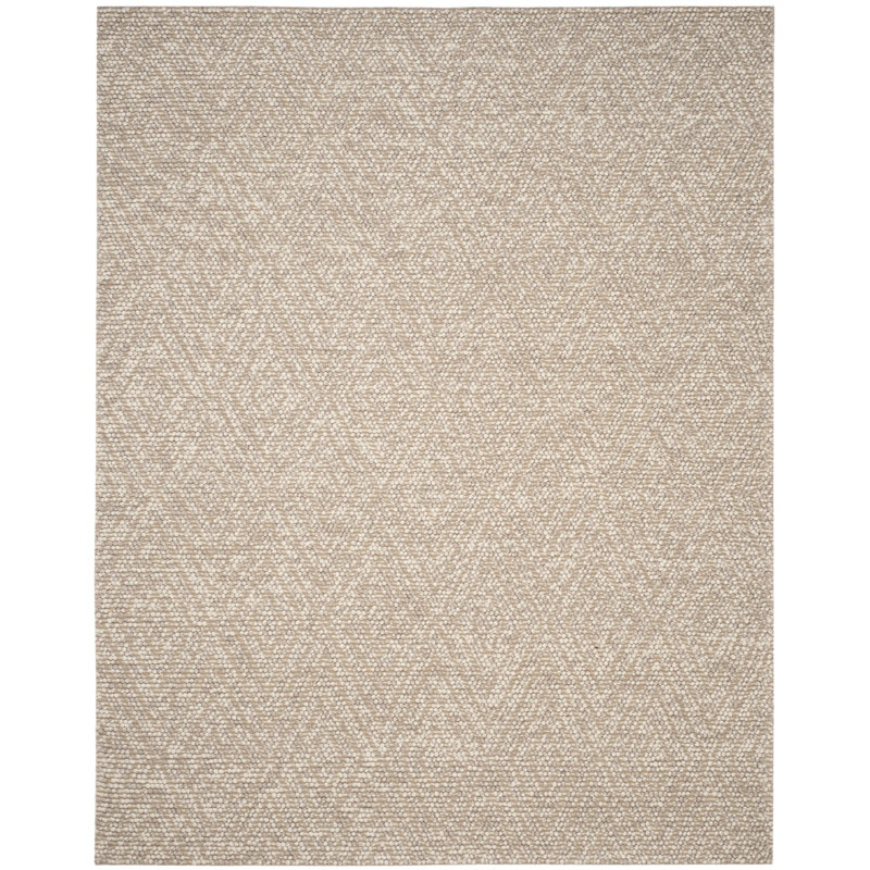 Jacobs Hand Woven Wool/Cotton Geometric Rug in Beige, Rectangle 10' x 14'
