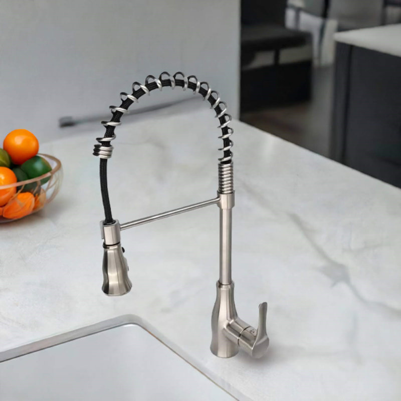 Robinet de cuisine à poignée simple Lulani Bora Bora, Nickel brossé
