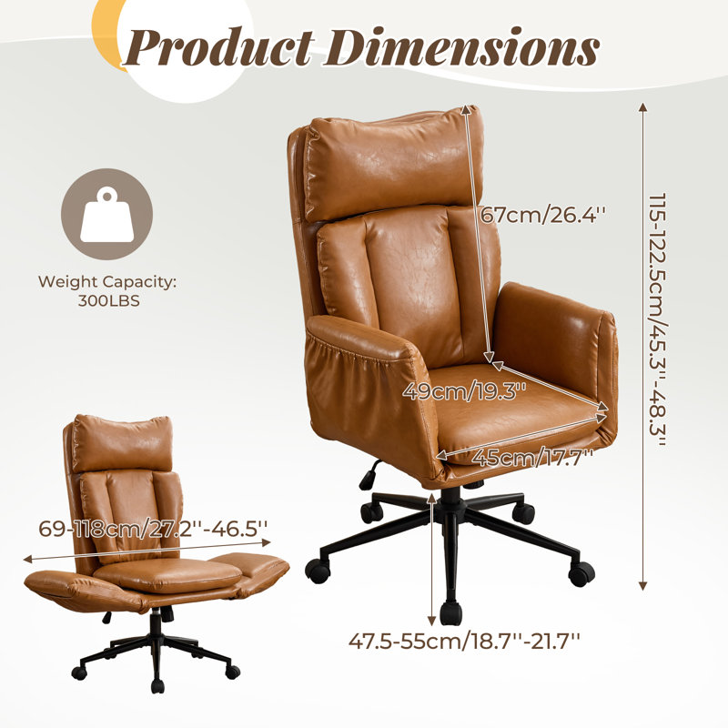 Fauteuil de bureau Big et Tall Criss, Brun