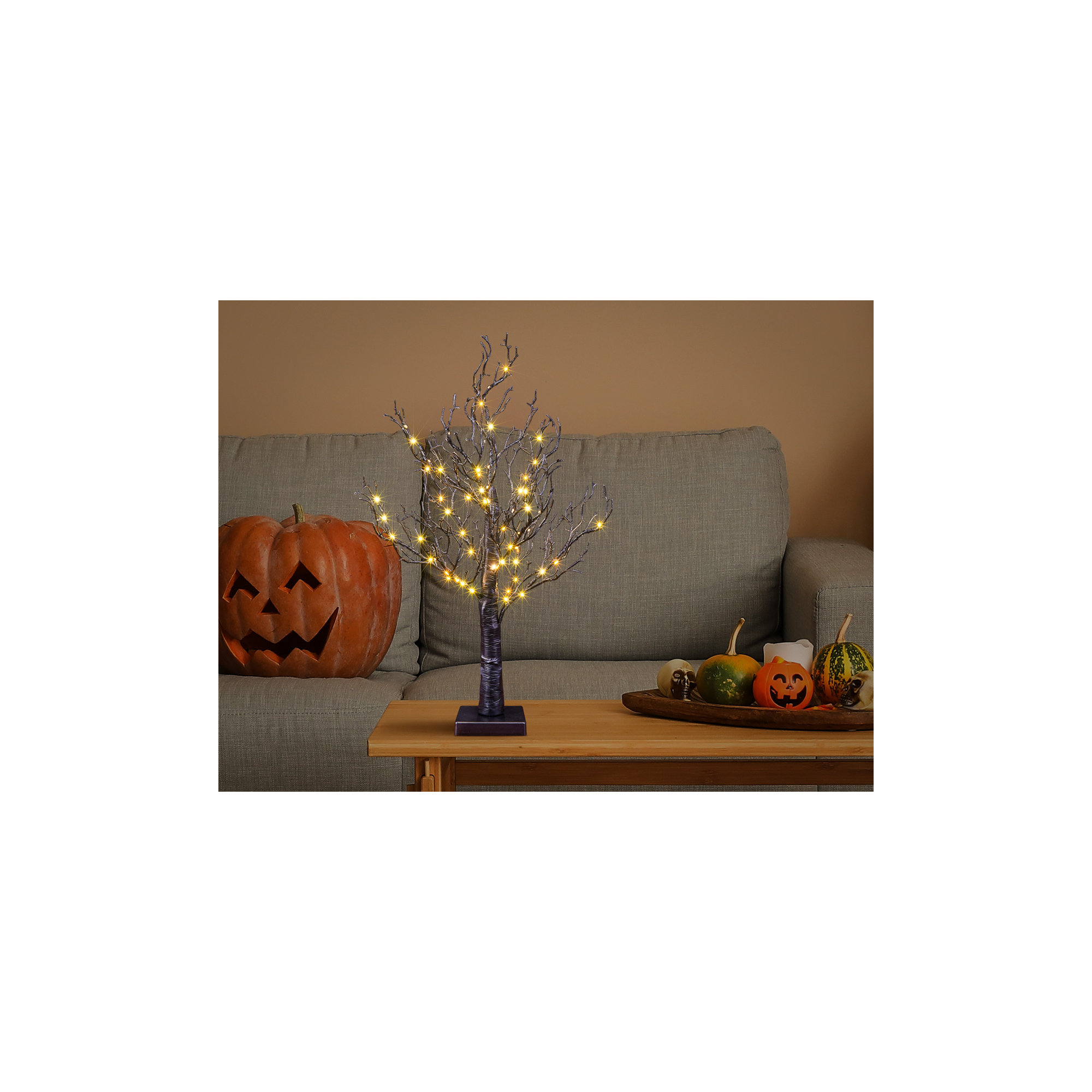 24in Lighted Willow Tree Bonsai 70 Mini Led Lights Artificial Black Birch Tree For Home, Festival, Nativity, Party, And Christmas Decoration, Plug In Or Battery (black)