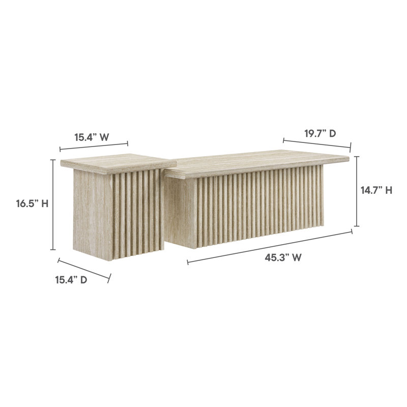 Render Nesting Faux Travertine Coffee Tables Set Of 2 In Travertine
