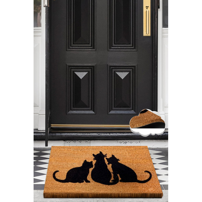 Paillasson 100% coco fait à la main, dessous antidérapant, 15,7 po x 23,6 po | Lavable à la machine à 86 ° F, durable et écologique, parfait pour les vestibules, design élégant pour la maison et le bureau