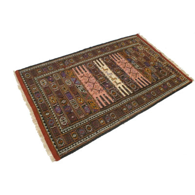 Hand-Woven Tribal Sumak Herati Oriental Rug 3X6 Ft