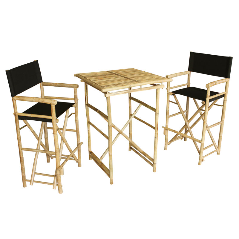 Ensemble de salle à manger en bois massif 3 pièces Aurelio, Noir