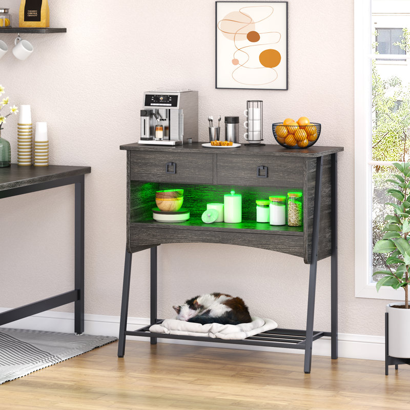 Buffet 2 tiroirs Iron Acton, Noir / noir anthracite