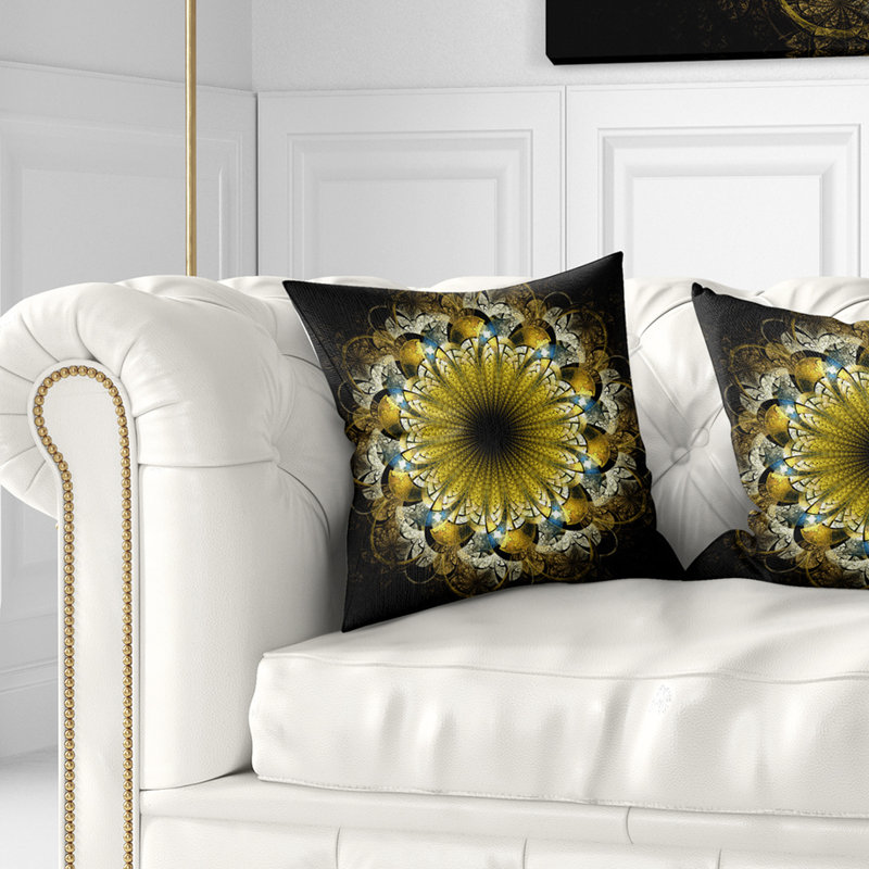  Coussin abstrait fleur fractale, 18 po x 18 po, Coussin décoratif