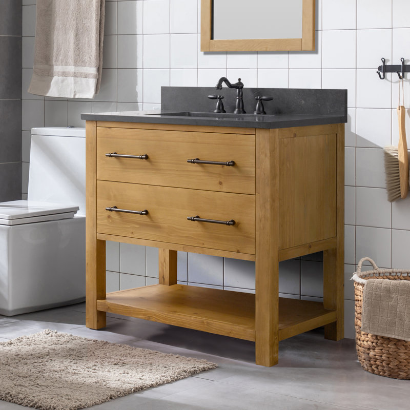 Keri 36" Single Bathroom Vanity, Tan/Antique Black