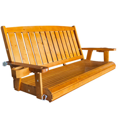 5FT Wooden Porch Swing, Patio Hanging Swing Bench for Porch Patio Backyard Garden, Tank
