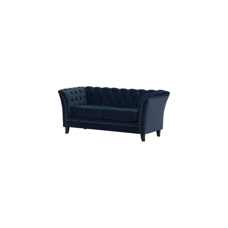 Cassie 2 Seater Velvet Sofa, Black, Navy