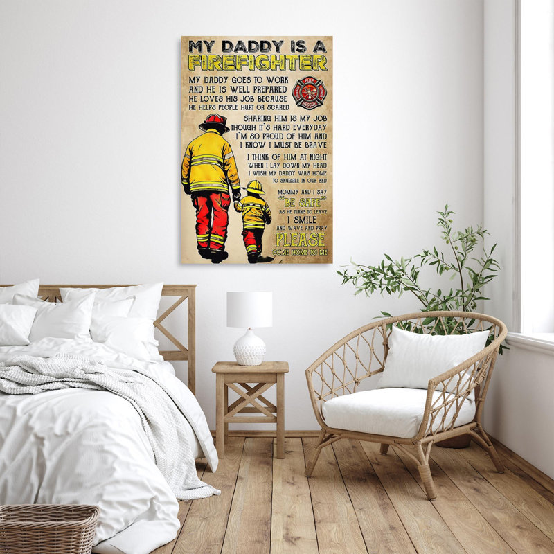 Kristiane, mon papa est un pompier sur toile, impression, H 36 po x l 24 po x P 1,25 po