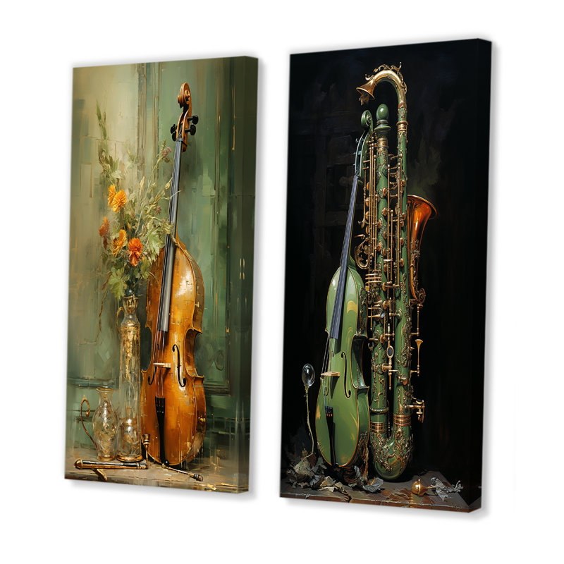 Basson beauté opulente olive - ensemble de 2 impressions sur toile, H 28 po x l 25 po, Toile tendue