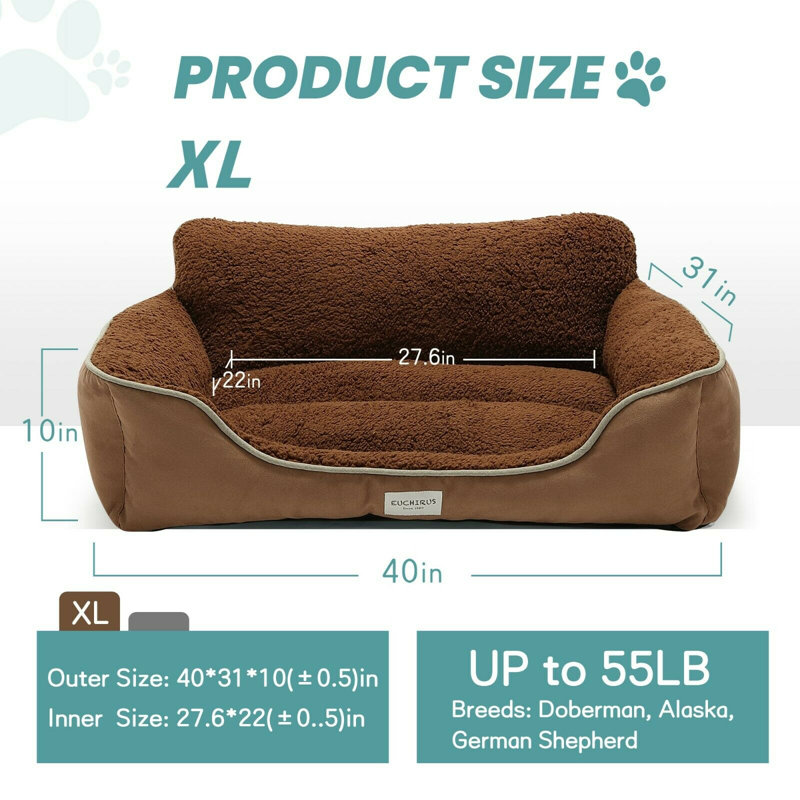 Canapé pour chien, Moyen (l 24 po x P 20 po x H 8 po), Brun