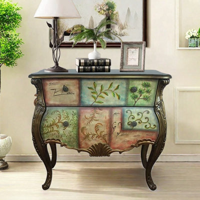 Hand-Painted Two-Drawer Accent Chest for Entryway
