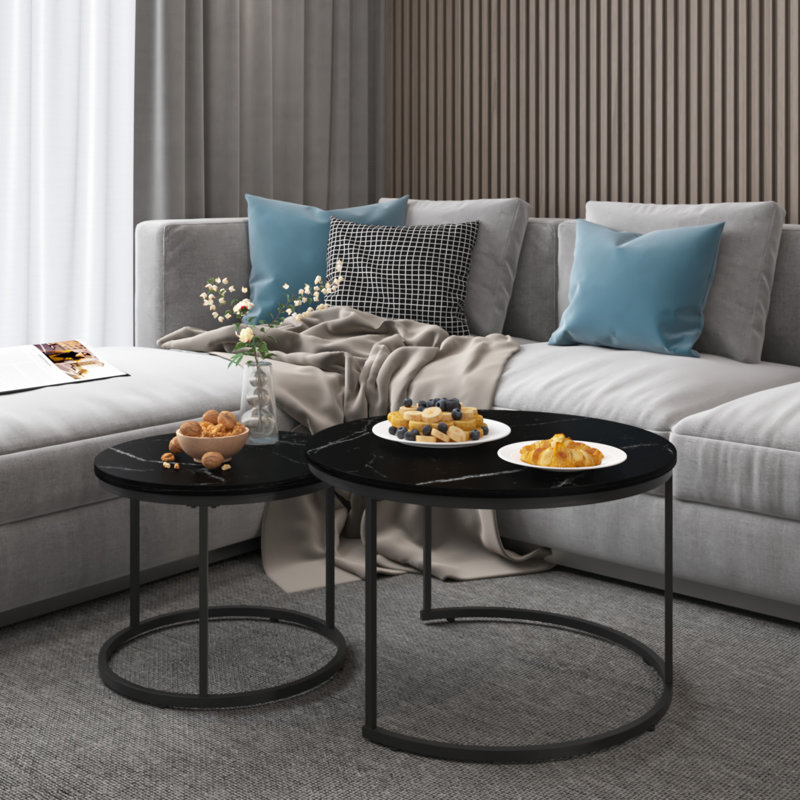 Ensemble de 2 tables basses gigognes, Noir