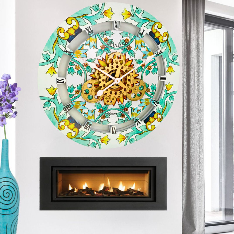 Amalfi 24" Multicolor Oversized Wall Clock with Real Moving Gears