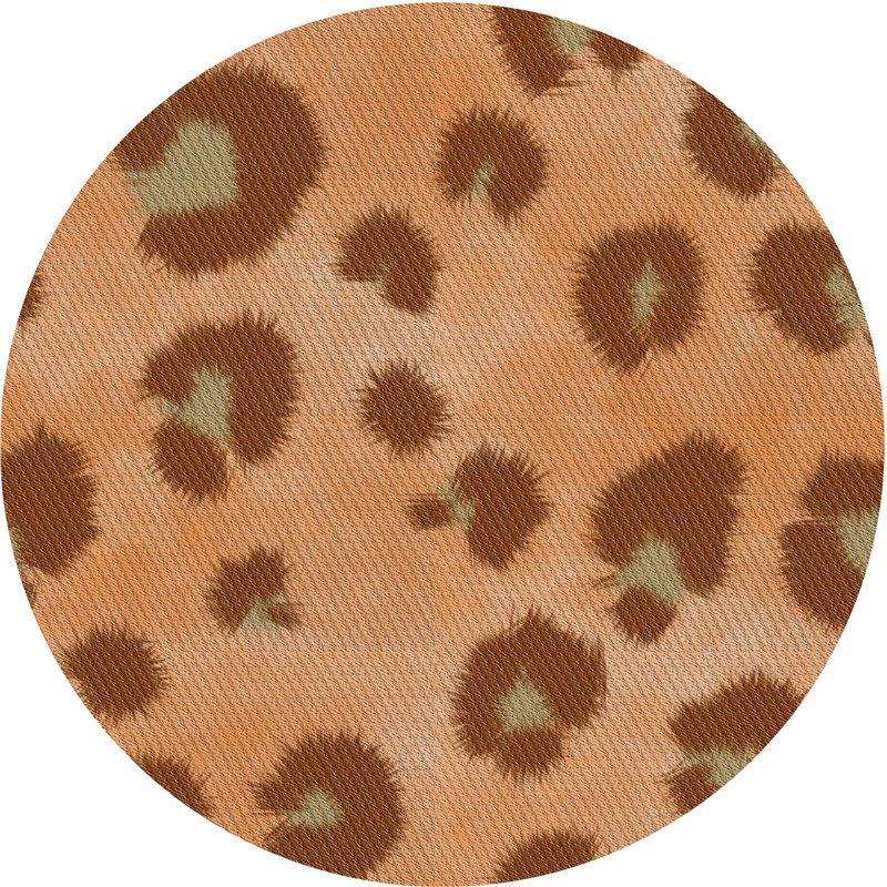 Tapis orange/brun à motif, Rond 8 pi