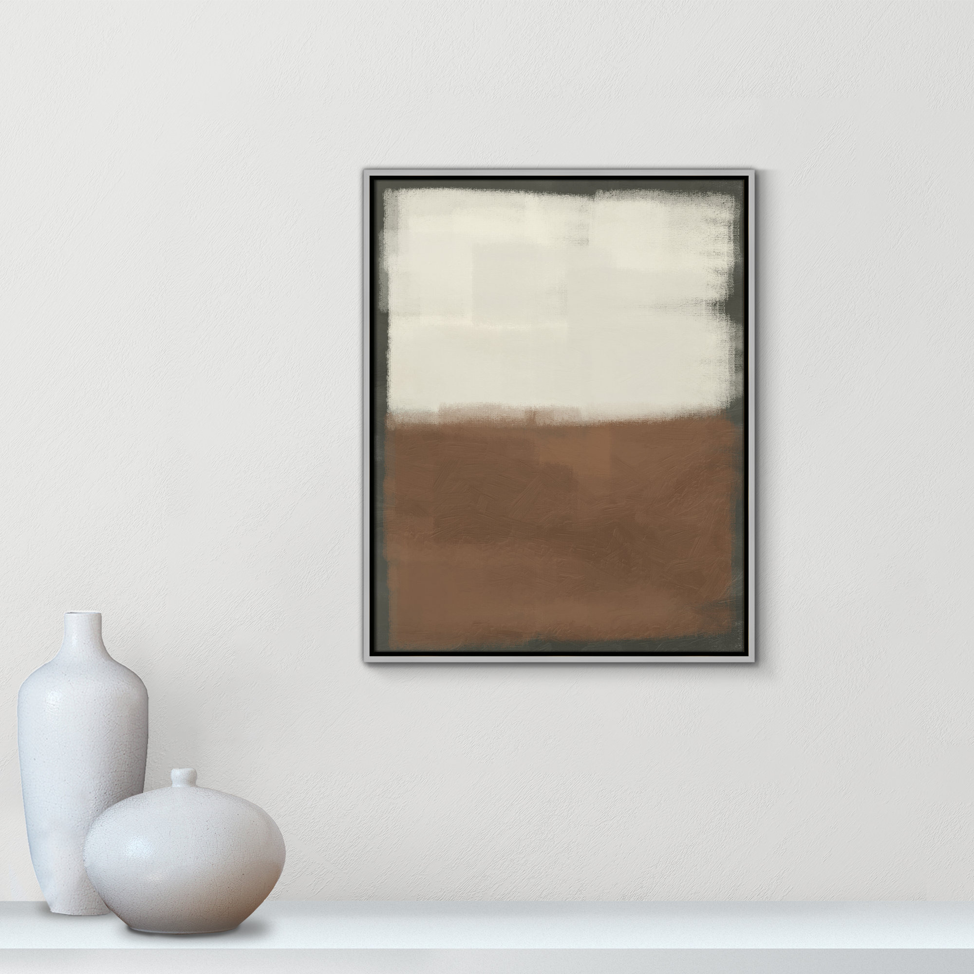 Alabaster Burst 2 - Floater Frame Print on Canvas, Silver , 29.5" H x 23.5" W x 2" D