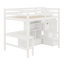 Lit mezzanine en bois à fonctions multiples avec bureau en L, tiroirs, armoire et escalier de rangement-102045916