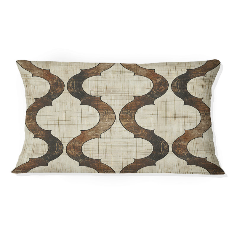 Brown Beige Ogee Pattern - Modern Lumbar Pillow