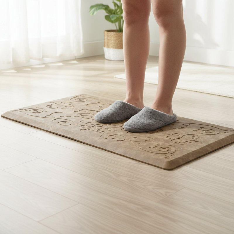 Water Resistant Anti-Fatigue Non-Skid Kitchen Mat, Rectangle 1'8" x 3'3", Taupe