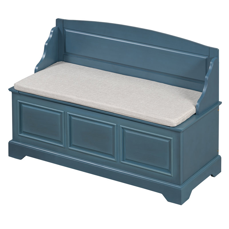 Banc de rangement pour chaussures avec rangement caché et coussin, Marine antique