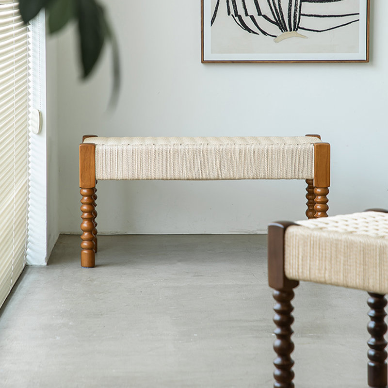 Banc rembourré en noyer foncé, Noyer clair