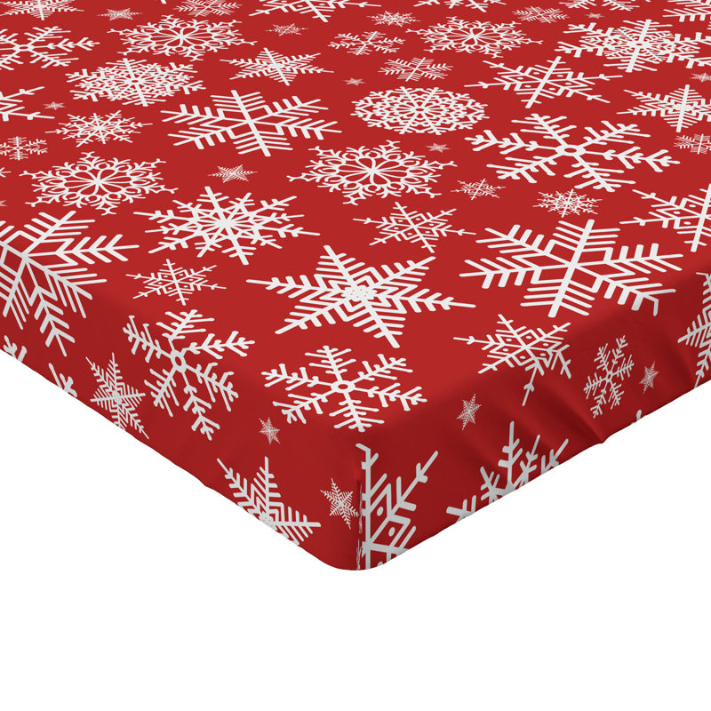 Drap-housse Ambesonne, paquet de 2, Drap-housse de taille simple, Blanc / floral vermillon