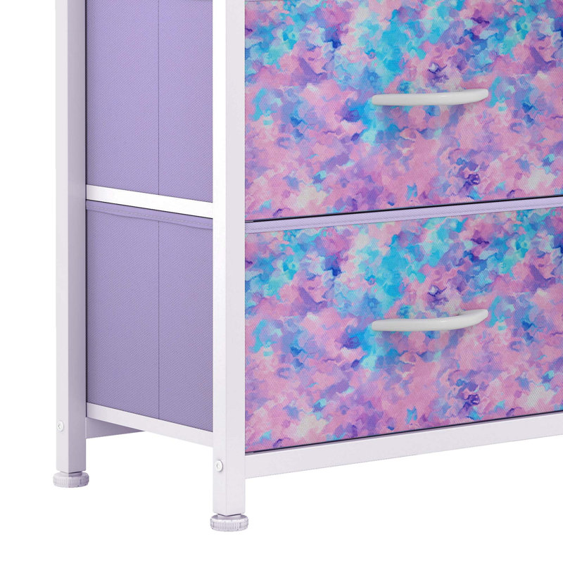 Commode en tissu à 4 tiroirs l 17,7 po Cecilio, Coloré / blanc