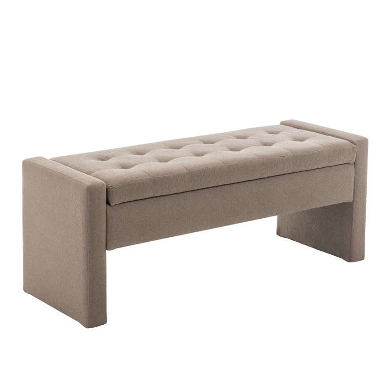 Rasner Upholstered Flip Top Storage Bench, Beige