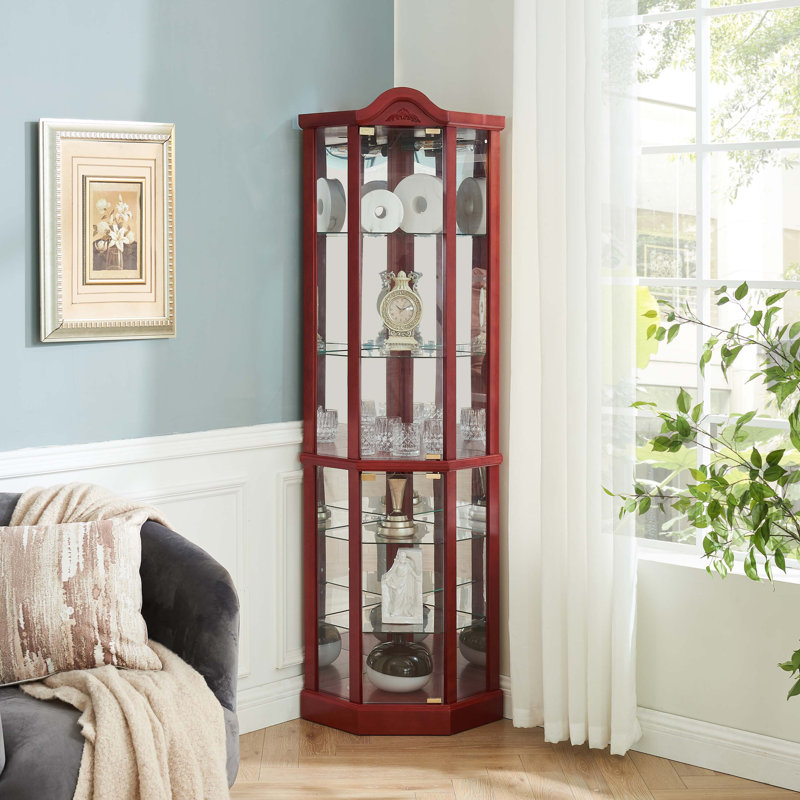 Armoire à vin avec tablettes réglables en verre sculpté, Cerisier
